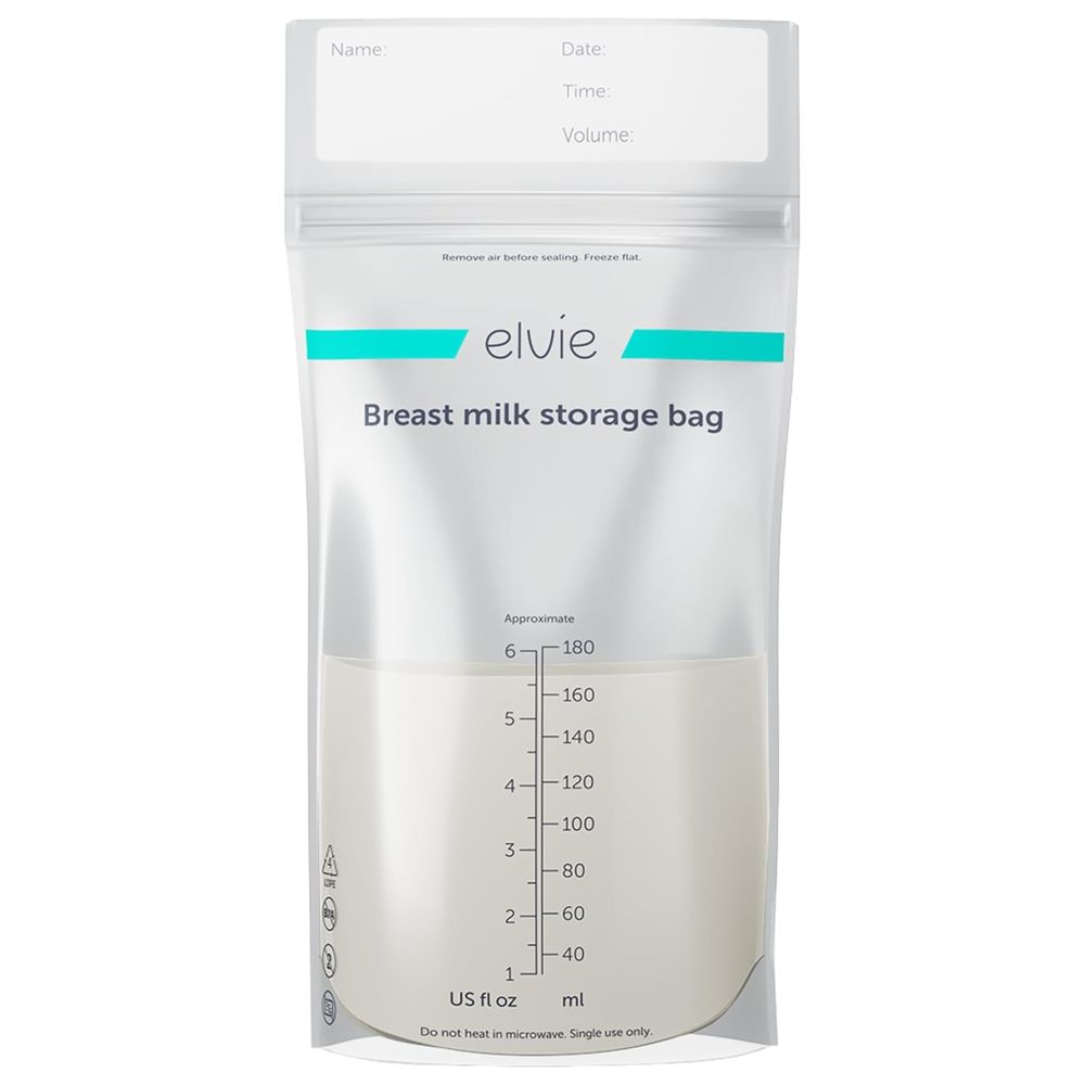 Elvie - Leak-Proof Breast Milk Storage Bags - Clear - 100 Pc Set - 180 ml
