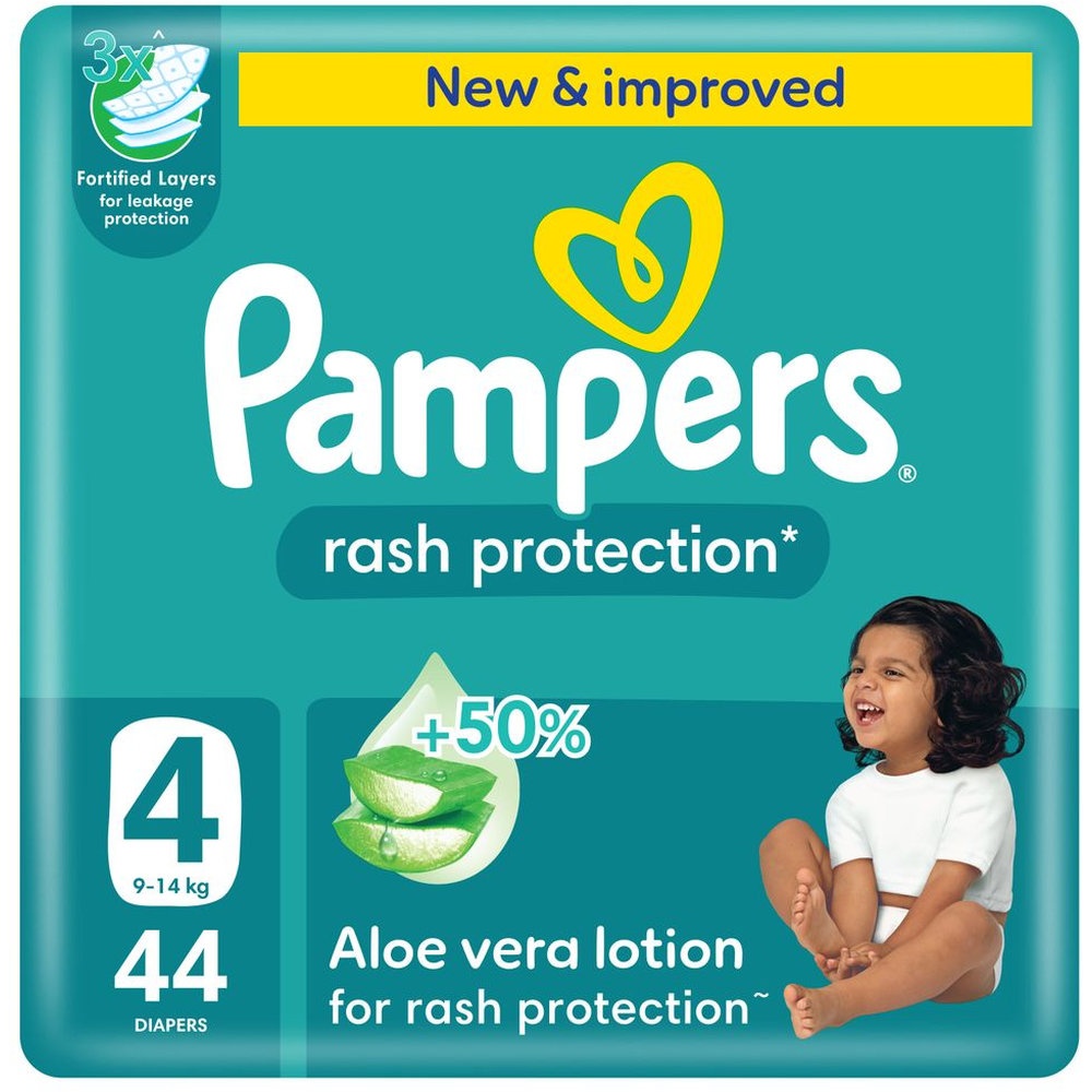 Pampers - Rash Protection Taped Diapers - Size 4 - 9-14kg - 44 Pcs