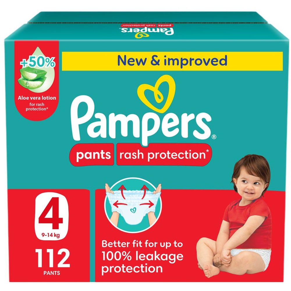 Pampers - Rash Protection Diapers Pants With Aloe Vera - Size 4 - 9-14kg - 112 Pcs