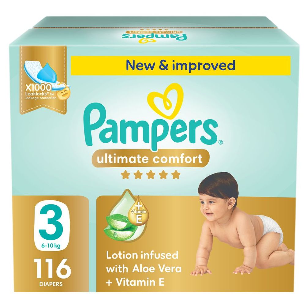 Pampers - Ultimate Comfort Taped Diapers - Giant Saving Box - Size 3 - 6-10 kg - 116 Pcs