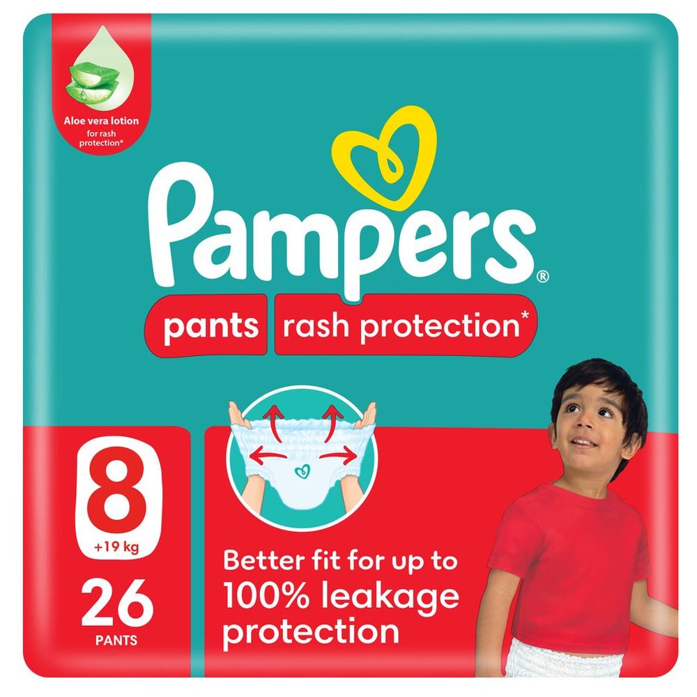 Pampers - Rash Protection Diaper Pants - Size 8 - 19+kg - 26 Diapers