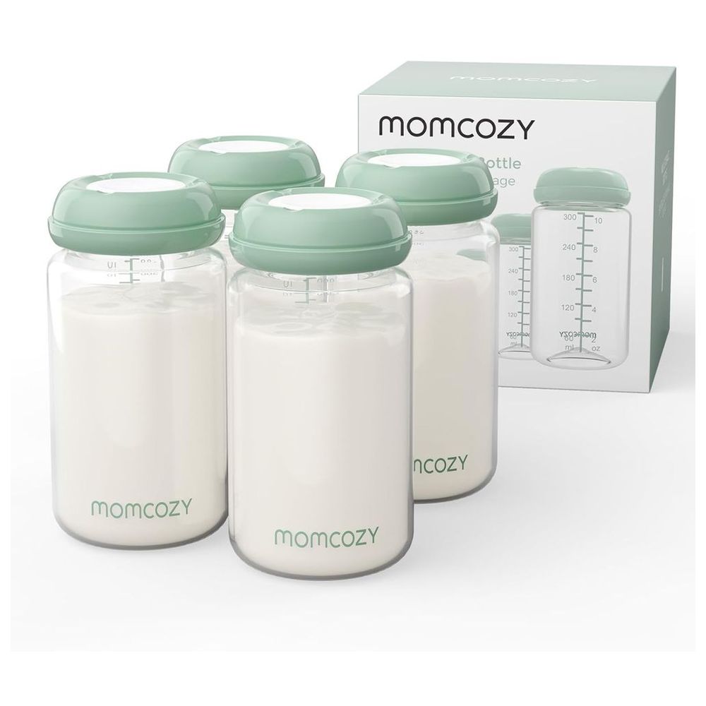 Momcozy - Wide-Neck Breast Milk Container - 4 Pc Set - 295 ml