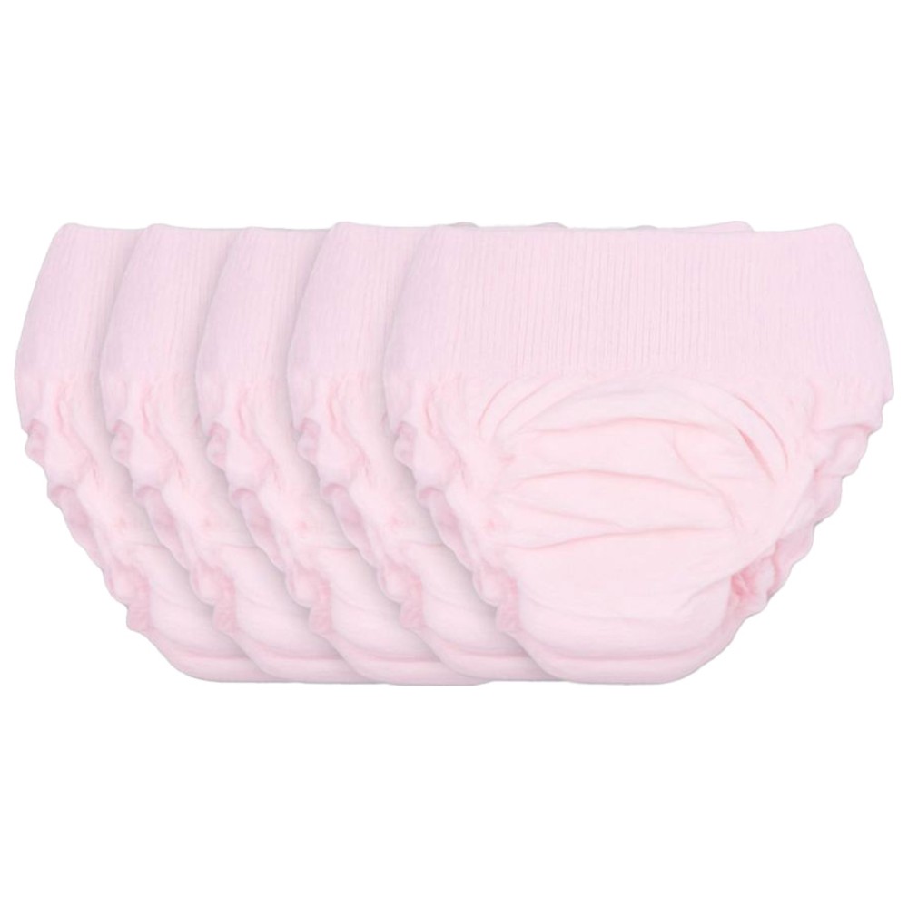 Partum Panties - 5pc-Set - High-Waisted Disposable Postpartum Underwear - Pink - Large