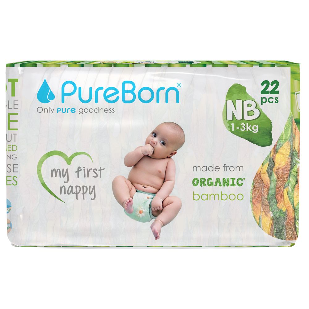 Pureborn - Organic Diapers - New Born - 1-3 kg - 22 Pcs