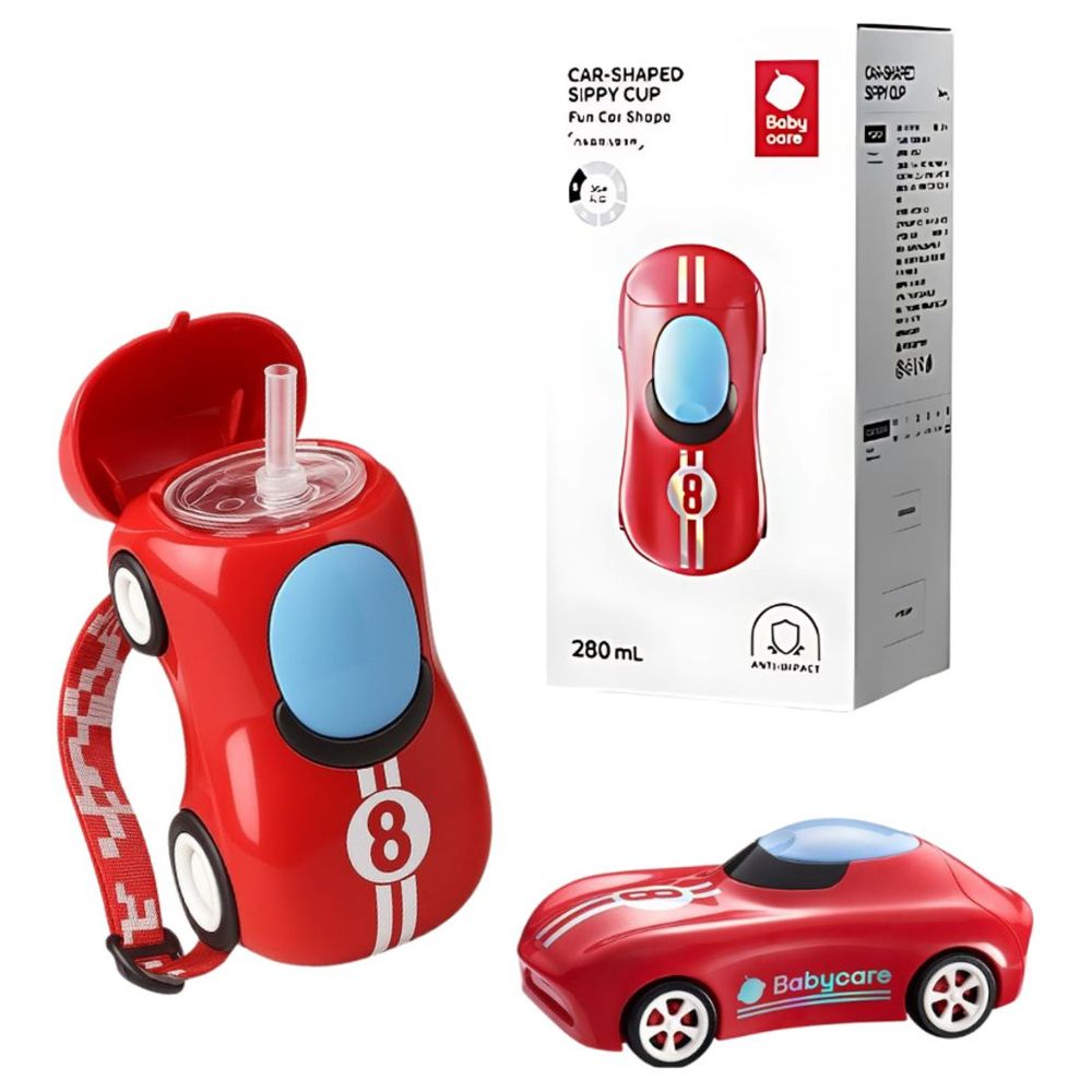 Babycare - Kids Car Cup Water Bottle - Red - 280 ml