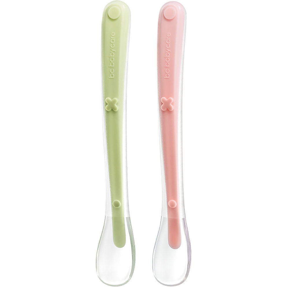 Babycare - Baby Silicone Spoons - Lavender Green/Pink - 2 Pcs