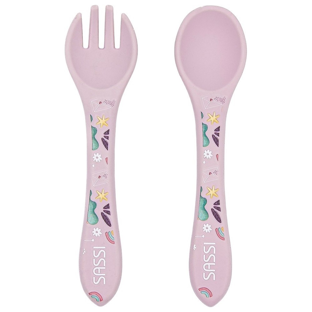 Sassi - Silicone Fork And Spoon - Unicorn - 2 Pc Set
