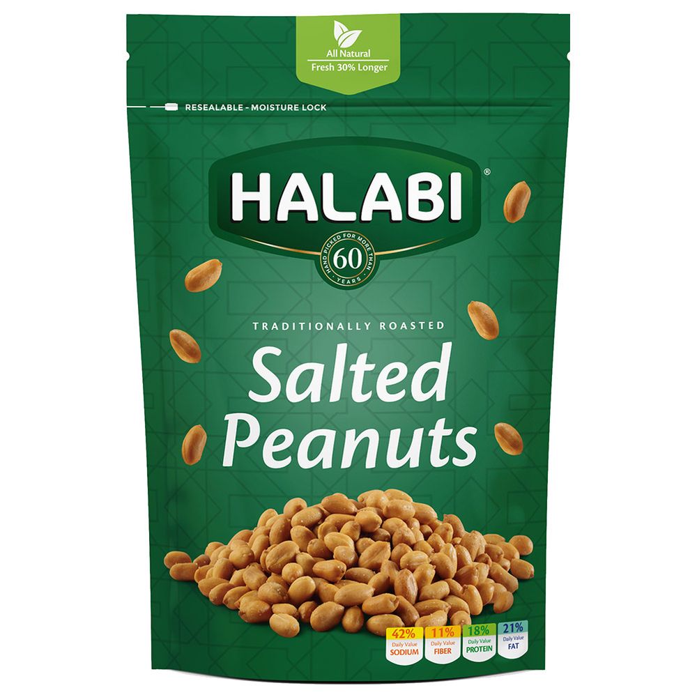 Halabi - Salted Peanut Peeled - All Natural Ingredients - Snacks - Resealable Bag - 300g
