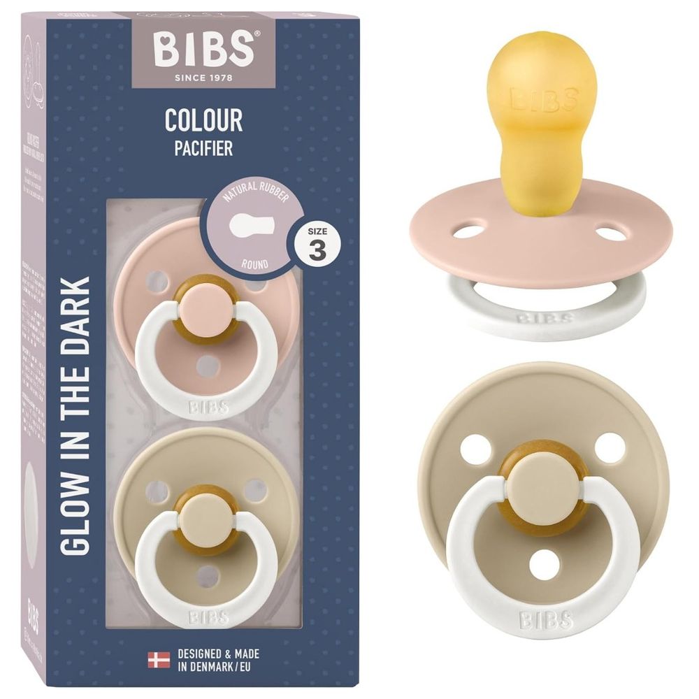 Bibs - Colour Glow Pacifier - Blush/Vanilla - Size 3 - 2 Pc Set