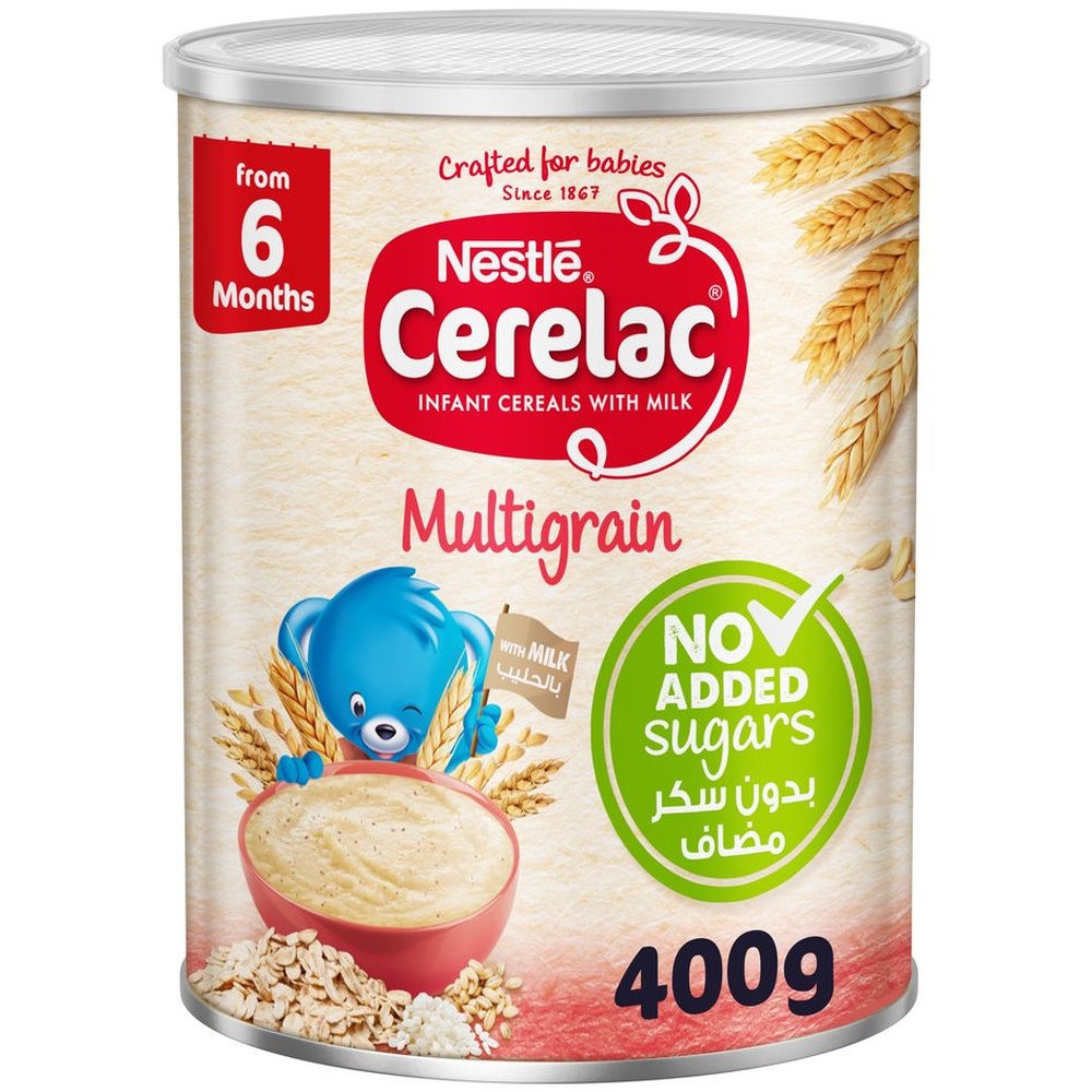 Nestle Cerelac No Added Sugar Wheat Multigrain Infant Cereal with Milk Tin, from 6 Months, 400g
