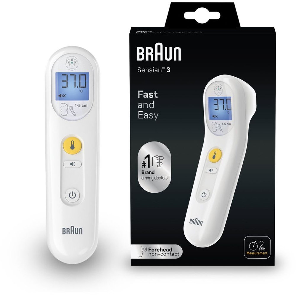 Braun - Sensian 3 Forehead Non-Contact Thermometer - White