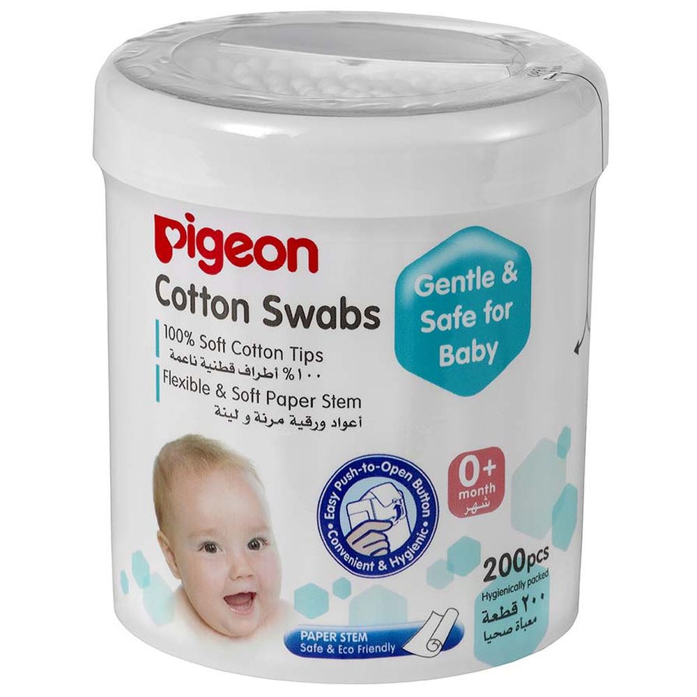 Pigeon - Extra Thin Paper Stem Cotton Swabs - 200 Pcs