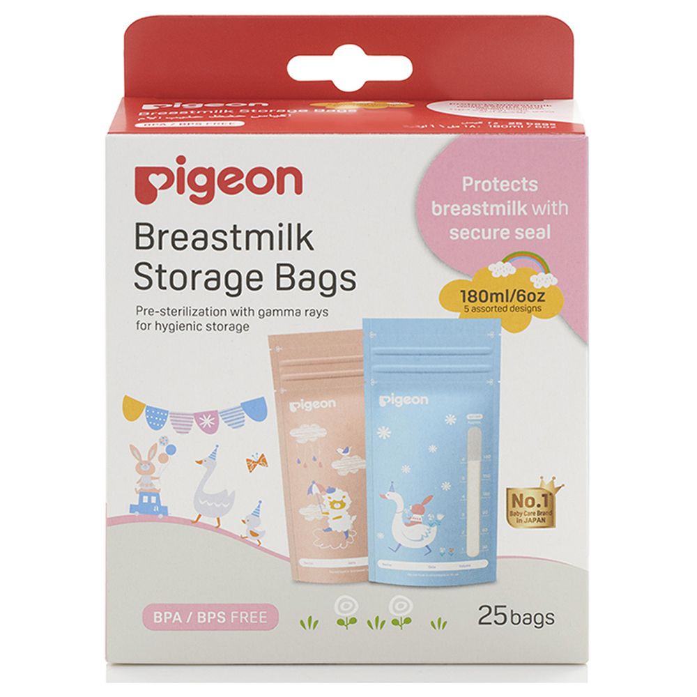 Pigeon - Breast Milk Storage Bags - 180 ml - 25 Pc Set