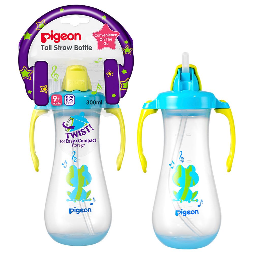 Pigeon - Tall Straw Bottle - Blue - 300 ml