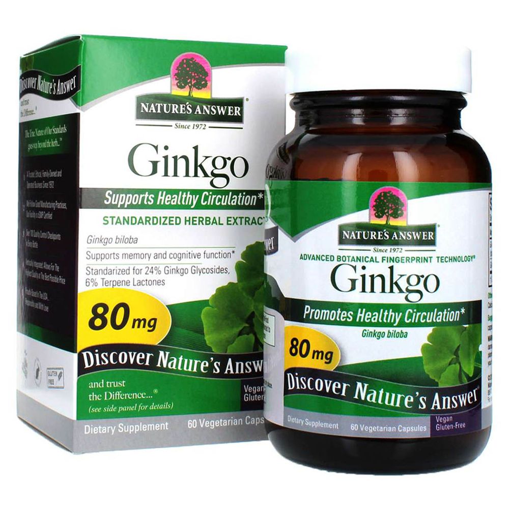 نيتشرز آنسر - كبسولات أوراق الجنكو المعيارية 80 ملغ - 60 كبسولة