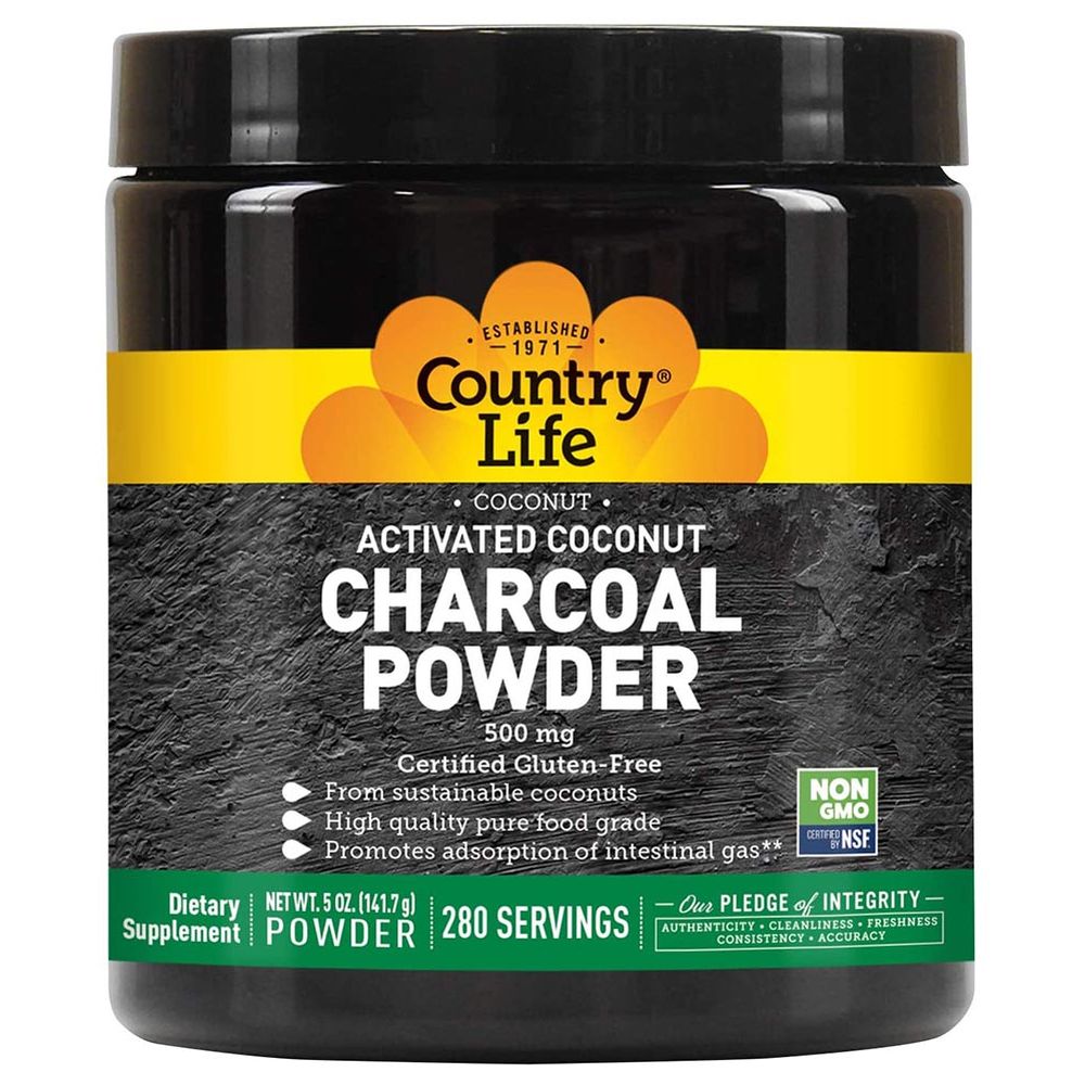 كانتري لايف - مسحوق فحم جوز الهند المنشط 500 ملغ