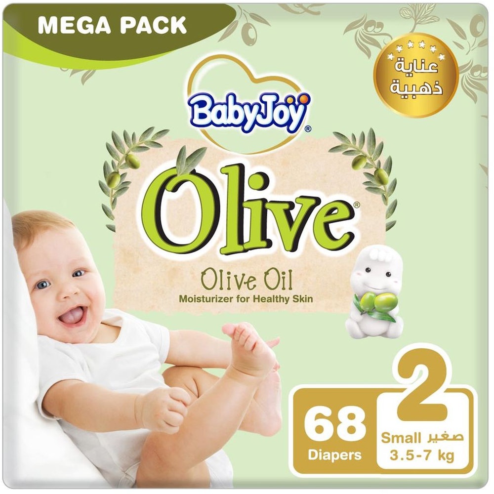 BabyJoy - Olive Diapers - Size 2 - Small - 3.5-7Kg - Mega Pack - 68 Pcs