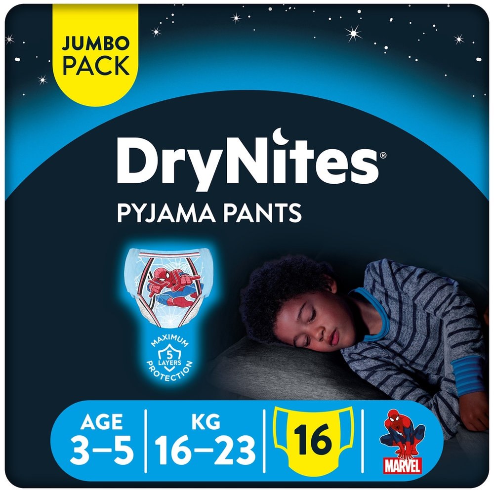 Huggies - DryNites Pyjama Pants - 3-5 years - Bed Wetting Diaper - Boy - 16-23kg - Jumbo Pack - 16 Pcs