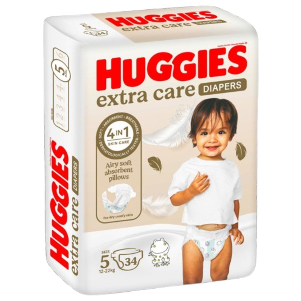Huggies - Extra Care Diapers - Size 5 - 12 -22 kg - 34 Pcs