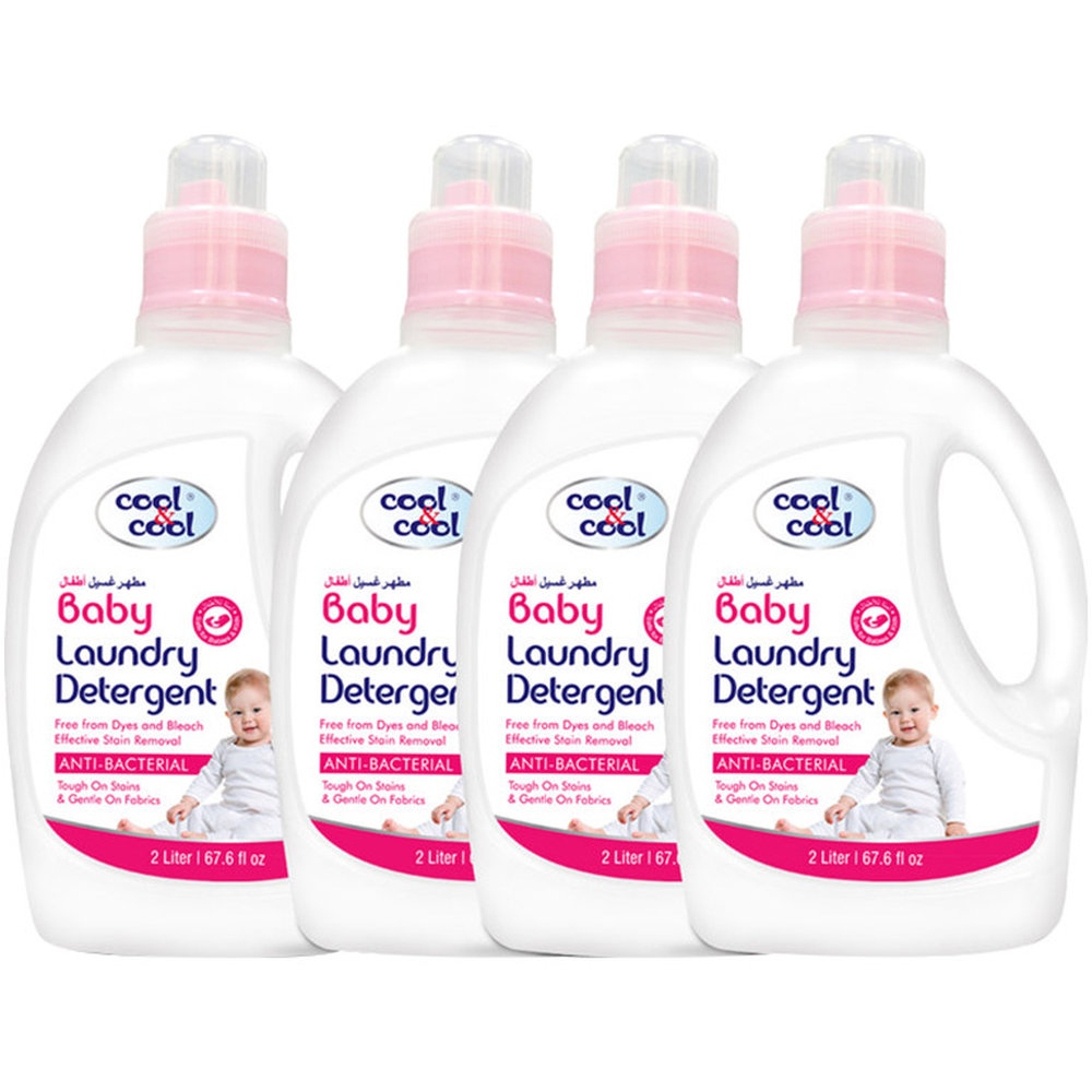 Cool & Cool - Baby Laundry Detergent - Dye-Free & Mild - 2 L - Pack of 4