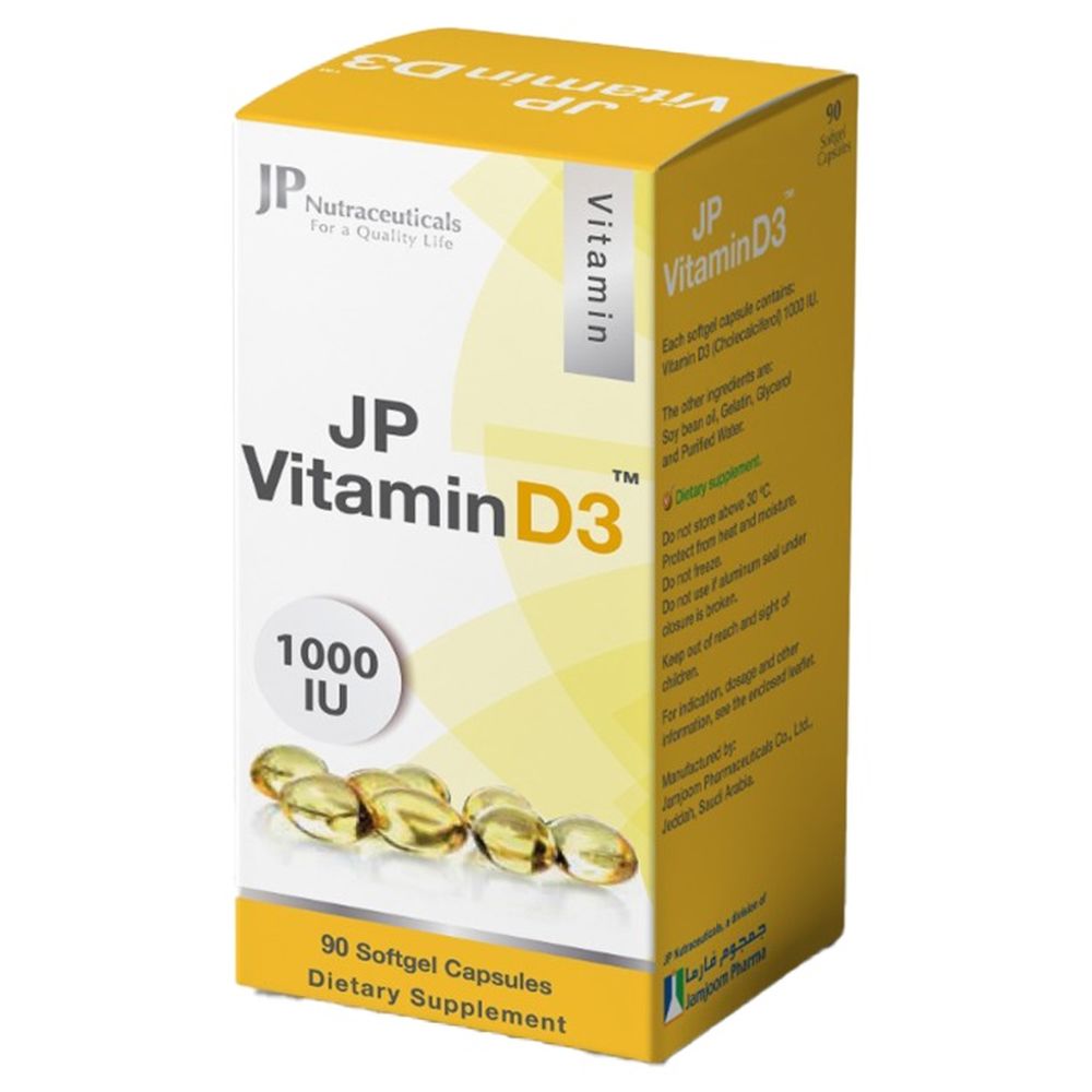 JP Vitamin D3 1000IU Dietary Supplement Capsules - 90 Pcs