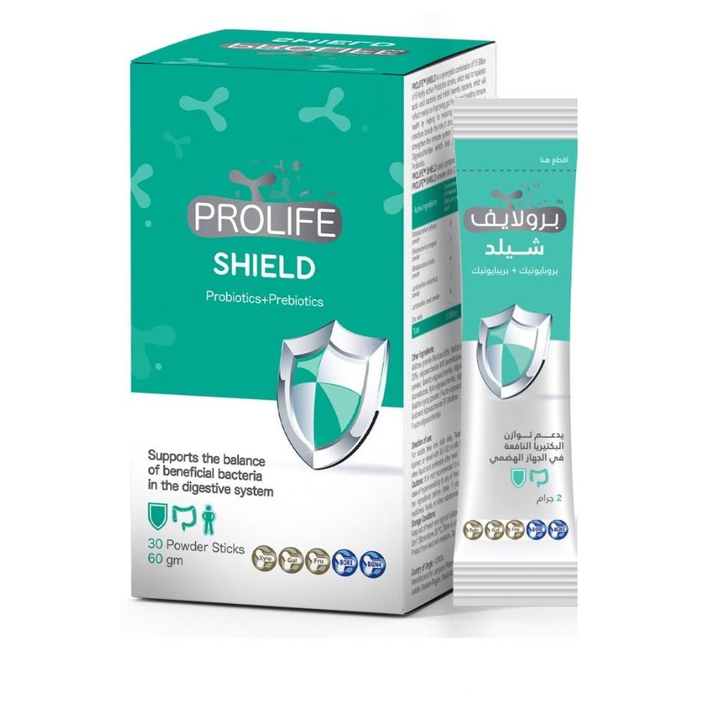 Prolife Shield Probiotic & Prebiotic Powder Sticks - Pack of 30 - 60 gm