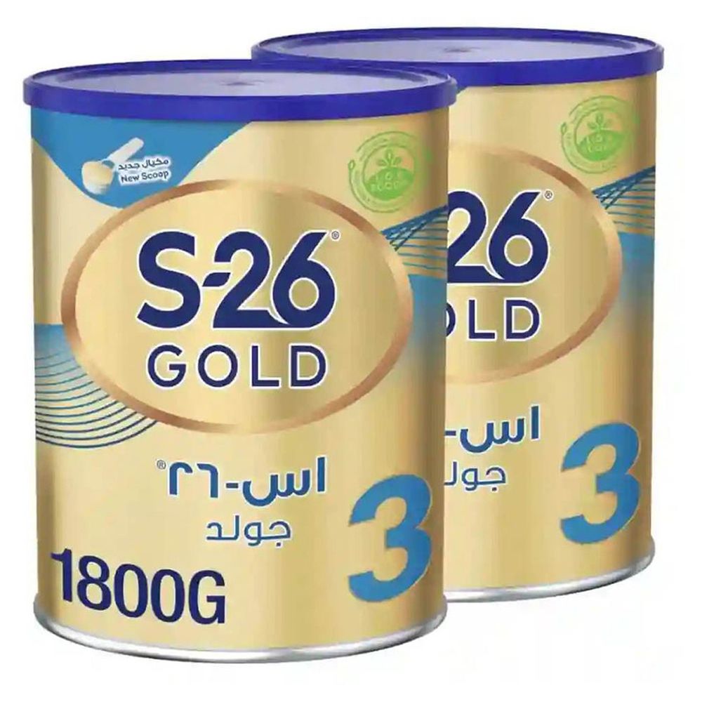 حليب الأطفال S26 - المرحلة الثالثة من جولد - عبوة من قطعتين - 1.8 كجم