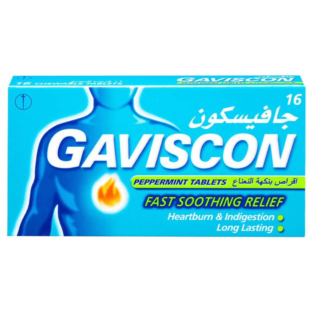 Gaviscon Heartburn And Acid Indigestion Tablets - Peppermint - 16 Pcs