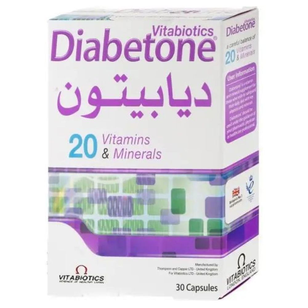 Diabetone 20 Vitamins & Minerals Supplement Capsules - 30 Pcs