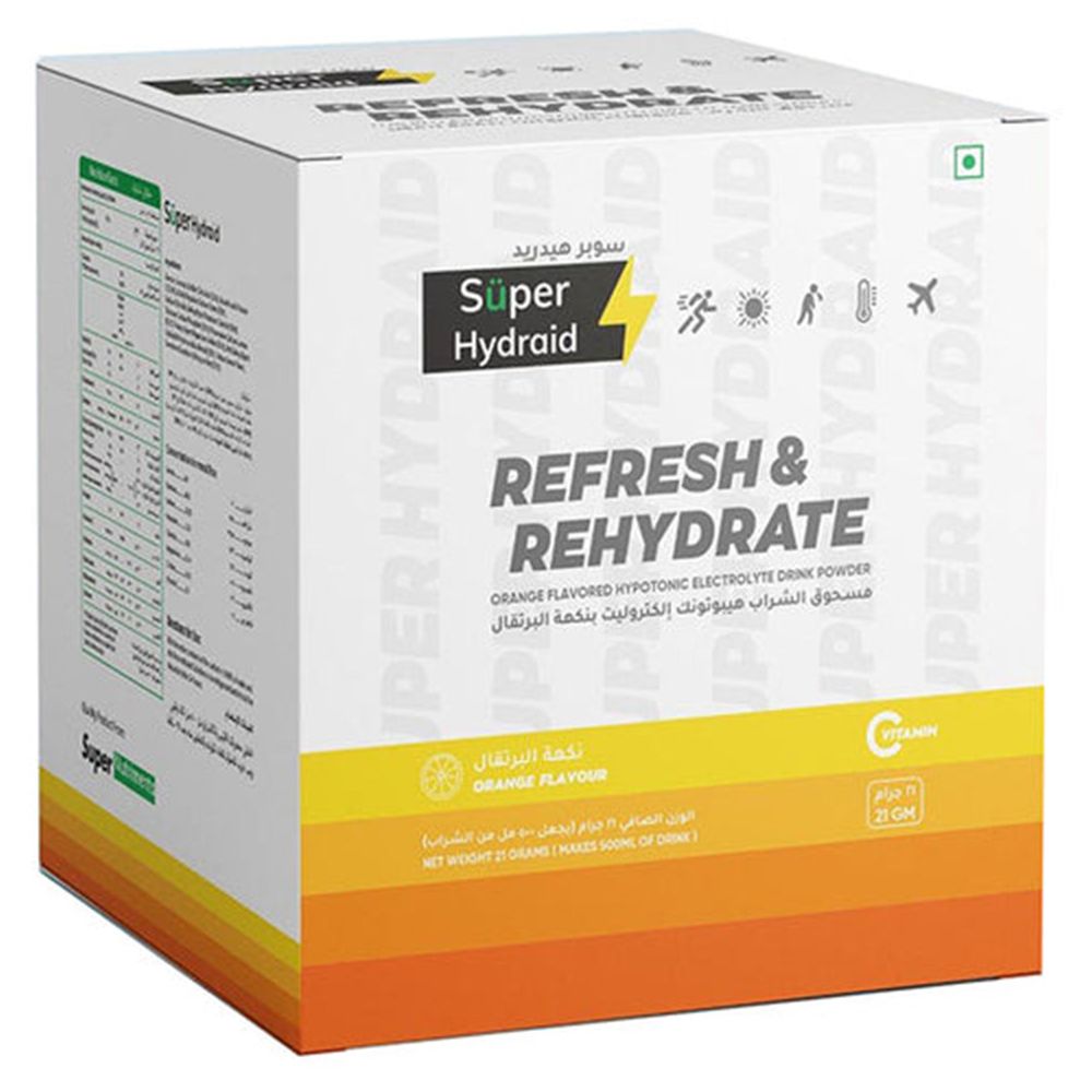 Super Hydraid Electrolyte Powder Drink - Orange - 21 gm