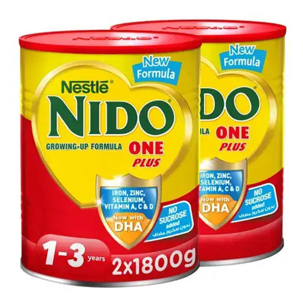 Nido - One Plus Growing Up Milk Formula - 1800 gm - Pack of 2