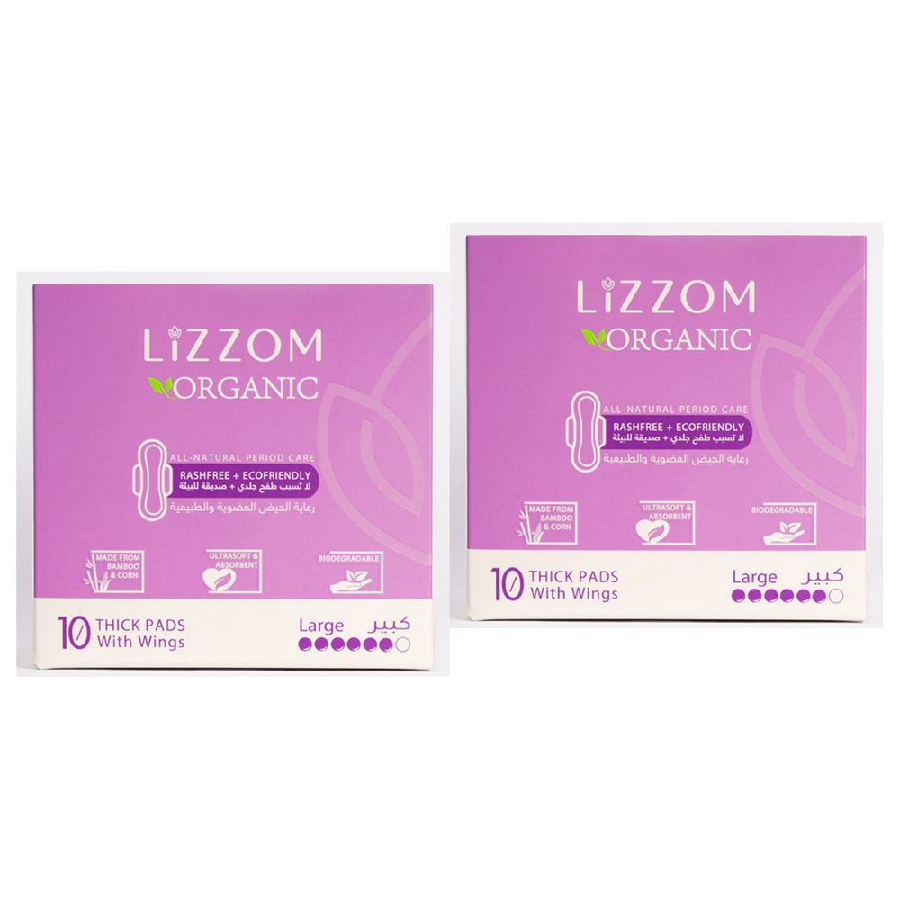 Lizzom - Night Pads Large Size With Wings 10/Pack - Pack Of 2