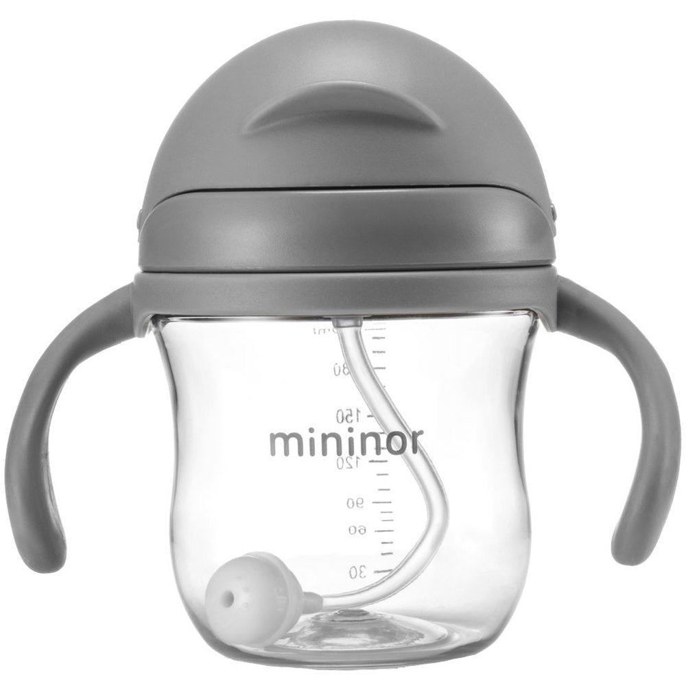 Mininor - Non-Spill Trainer Straw Bottle - Grey Seal - 220 ml