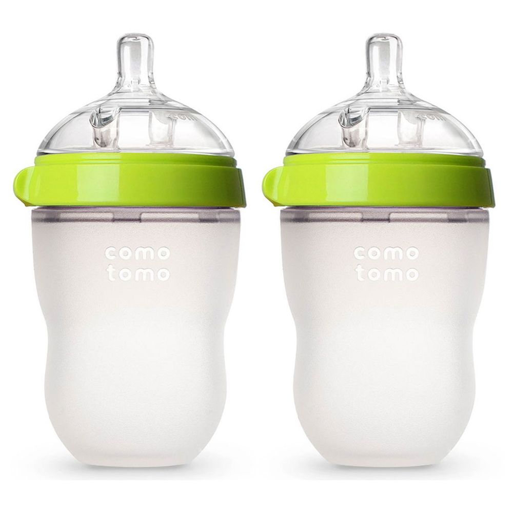 Comotomo - Natural Feel Baby Bottle - Green - Pack Of 2
