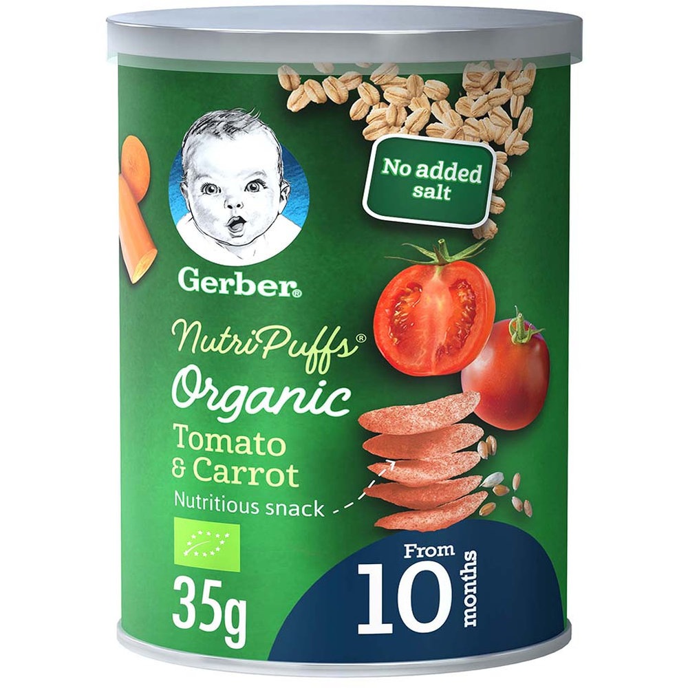 Nestle - Gerber Organic Nutripuffs Tomato & Carrot - 35 gm