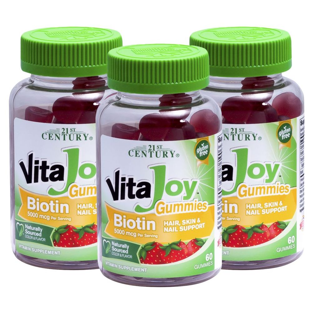 21st Century Vitajoy Gummies Biotin 5000mcg 60 Gummies 3pcs