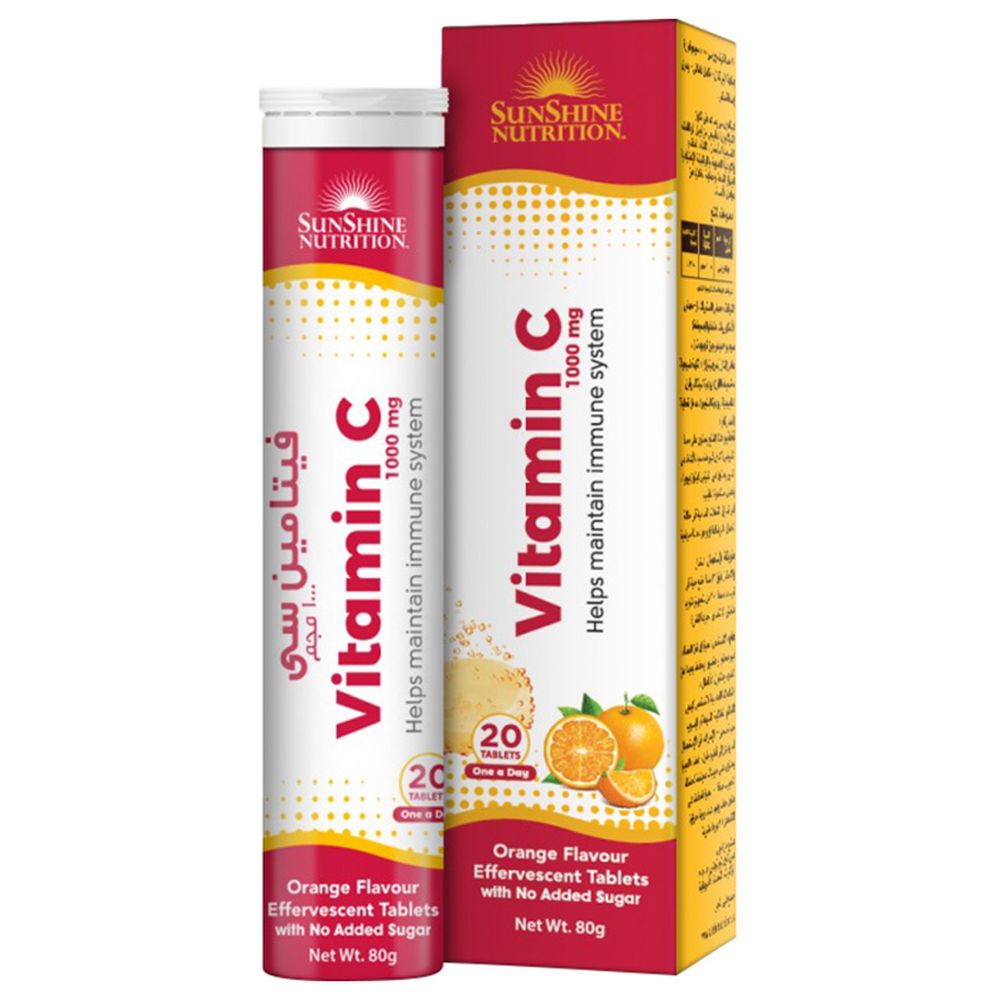Sunshine Nutrition Vitamin C 1000 Mg Orange Flavour 20 Tabs