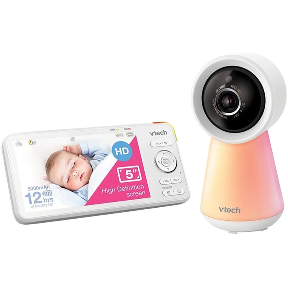 Vtech - 5-inch Smart Wi-Fi Baby Monitor 1080p HD Camera - White