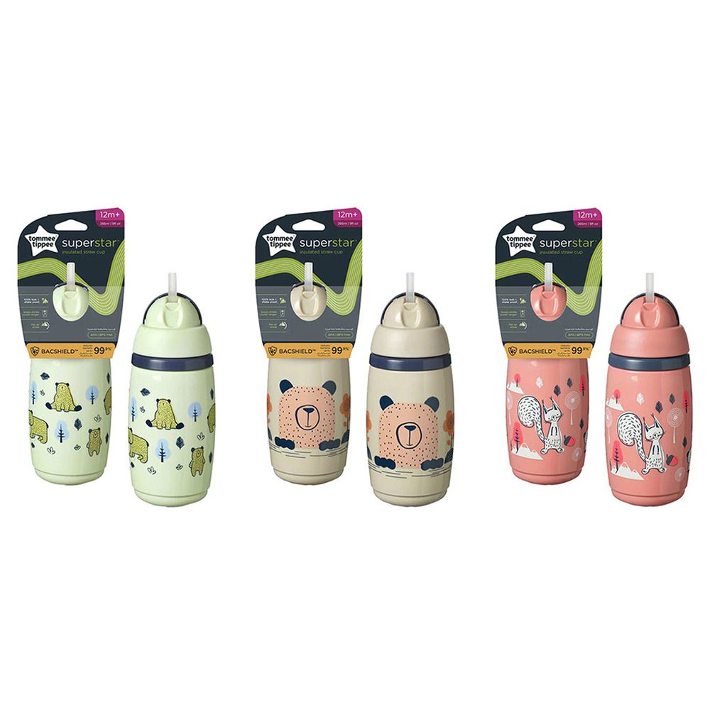 Tommee Tippee - Superstar Insulated Straw Cup - 266 ml - 3 Pc Set