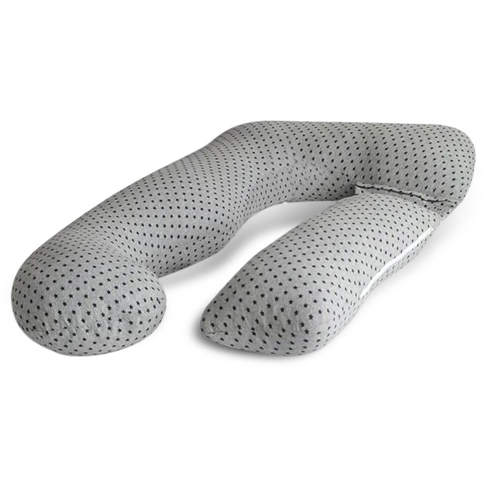 PharMeDoc - U-Shape Maternity Pillow With Detachable Extension - Jersey Grey - Stars