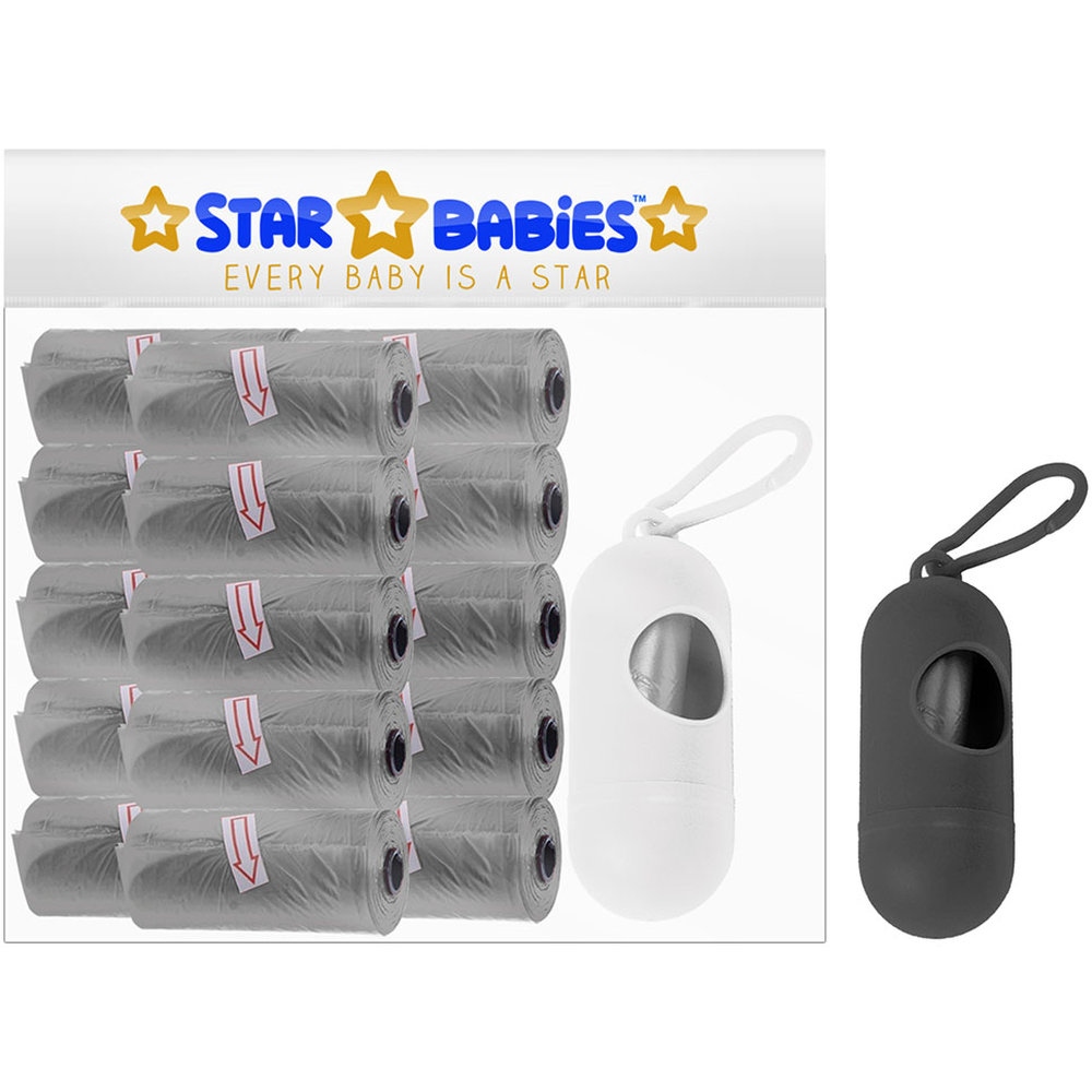Star Babies - Scented Nappy Bag & Assorted Dispenser - Grey - Pack of 15 - 225 Pcs