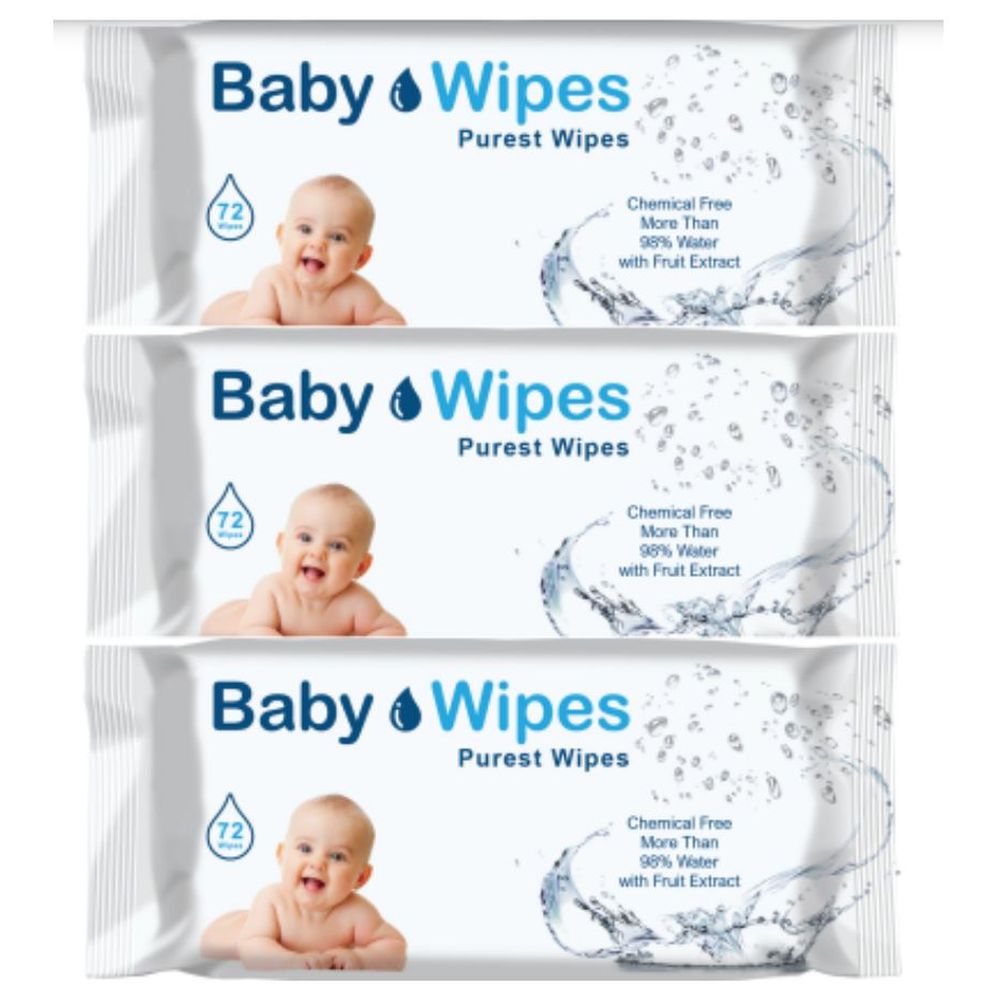 Vibrant - Wipes Purest Baby Wipes - Pack of 3 - 216 Pcs