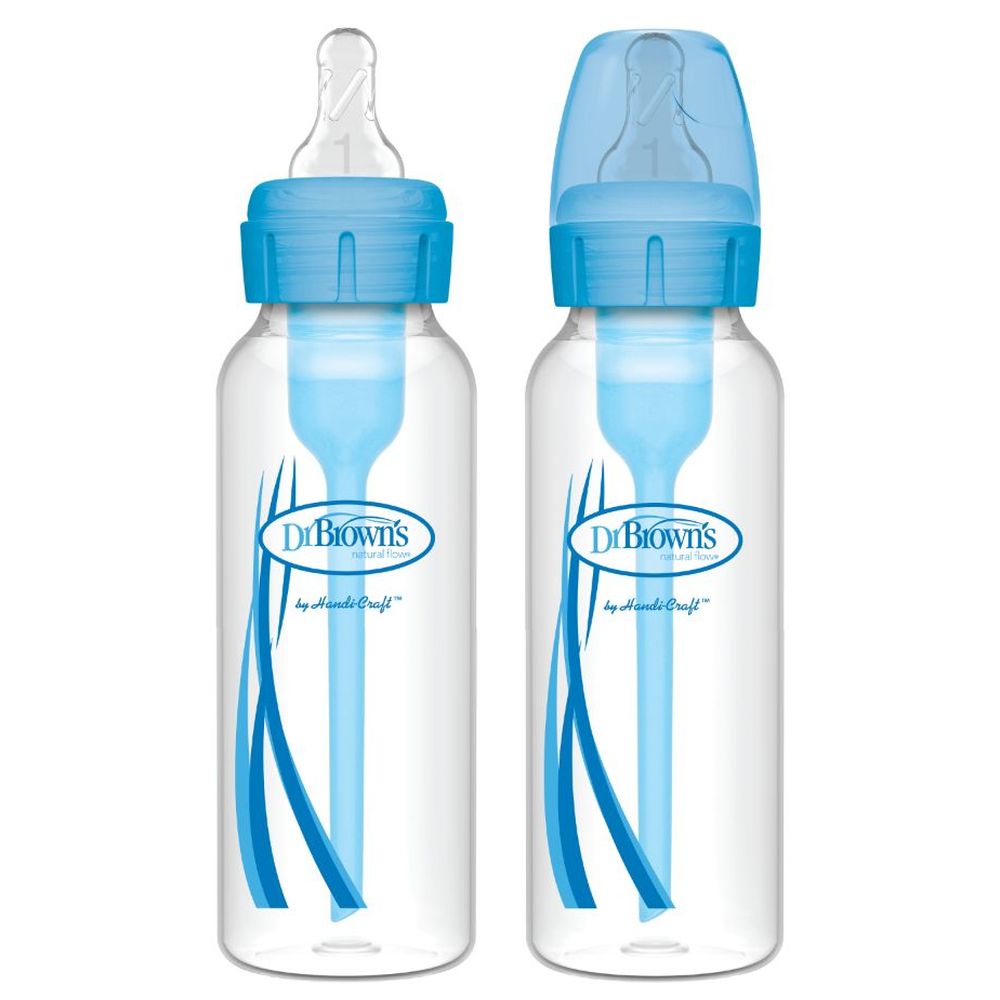 Dr. Brown's - Narrow-Neck Options+ Blue Baby Bottle 250ml - 2 Pc Set