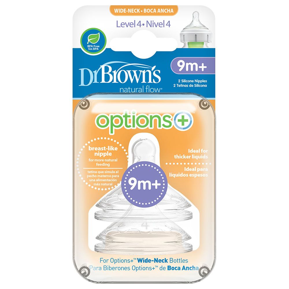Dr. Brown's - Level 4 Wide-Neck Silicone Nipple - 2 Pc Set