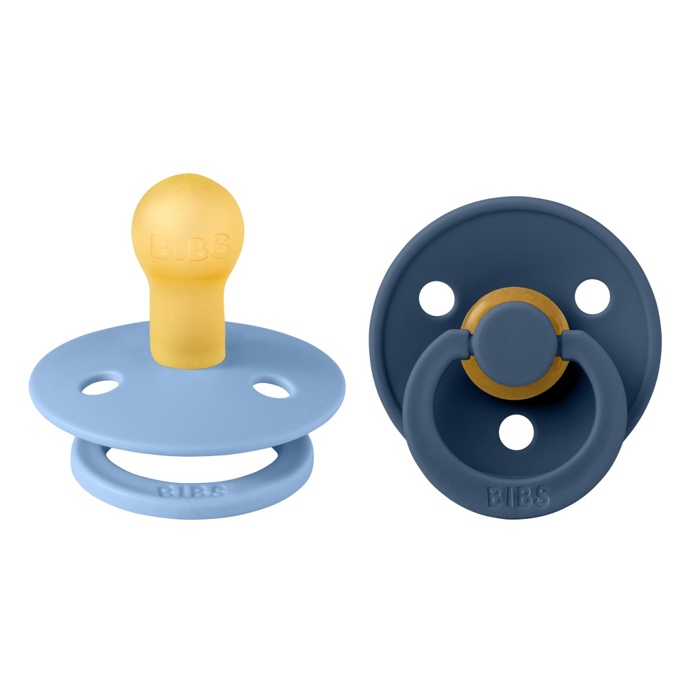 Bibs - Pacifier Size 1 - 0-6M - Pack of 2 - Sky Blue / Steel Blue