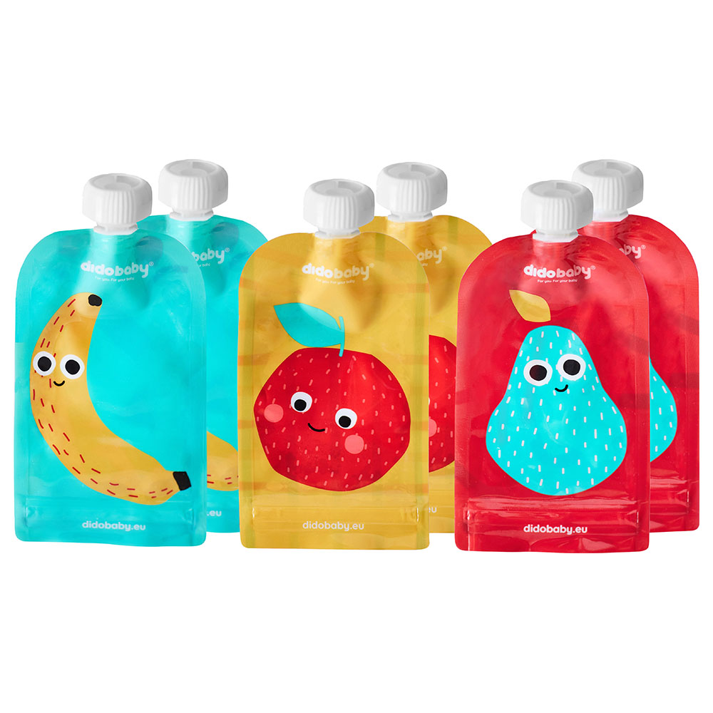 Didobaby Reusable Food Pouch - Fruits - 100 ml - Pack of 6