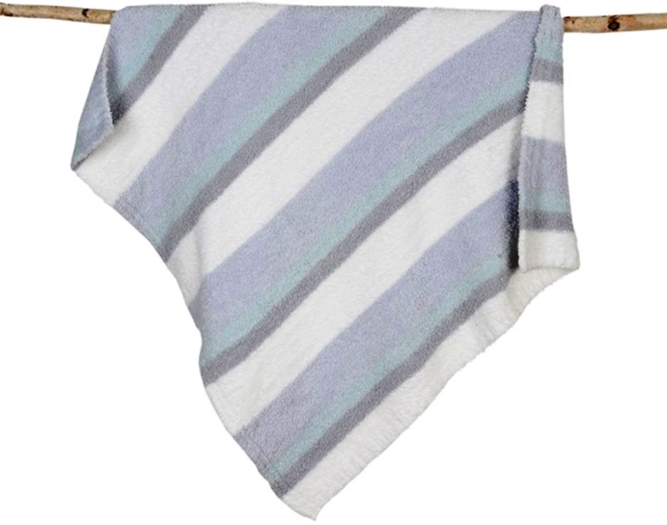 Barefoot Dreams® CozyChic® Multi Striped Stroller Blanket  - White/Ocean/Aqua Ice/Blue
