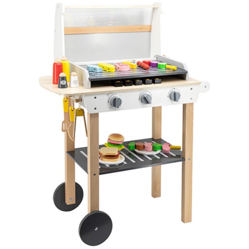 Viga - Wooden BBQ Grill Playset - 47pcs - Realistic Roleplay with Sound Effects