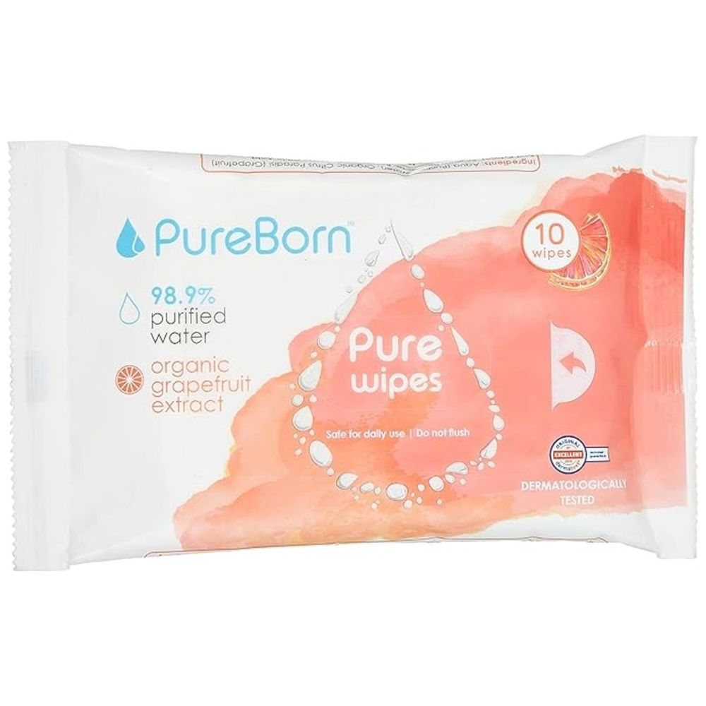 Pureborn Pure Grapefruit Wipes 10s