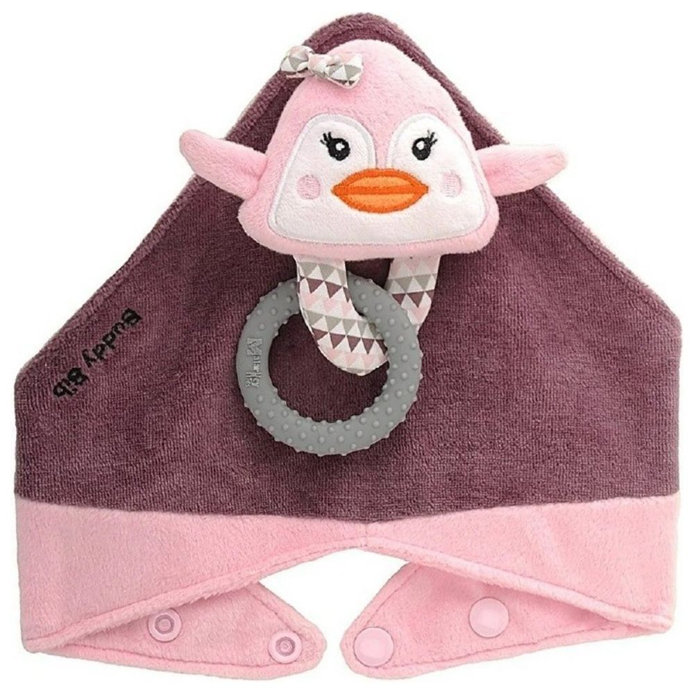 Buddy Bib - 3-in-1 Sensory Teething Toy & Bib Pinky Penguin